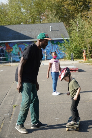 Steve T. Roberts coaches a young skater