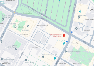 Google maps screenshot of the area containing Yale Schwarzman Center.